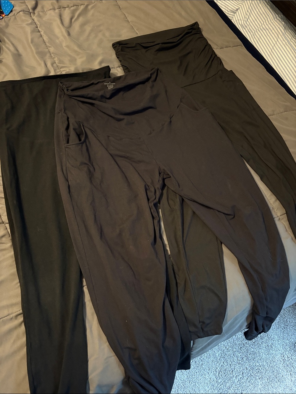 3 Pair Bundle Women’s Black Maternity Leggings - Comfortable Stretch
